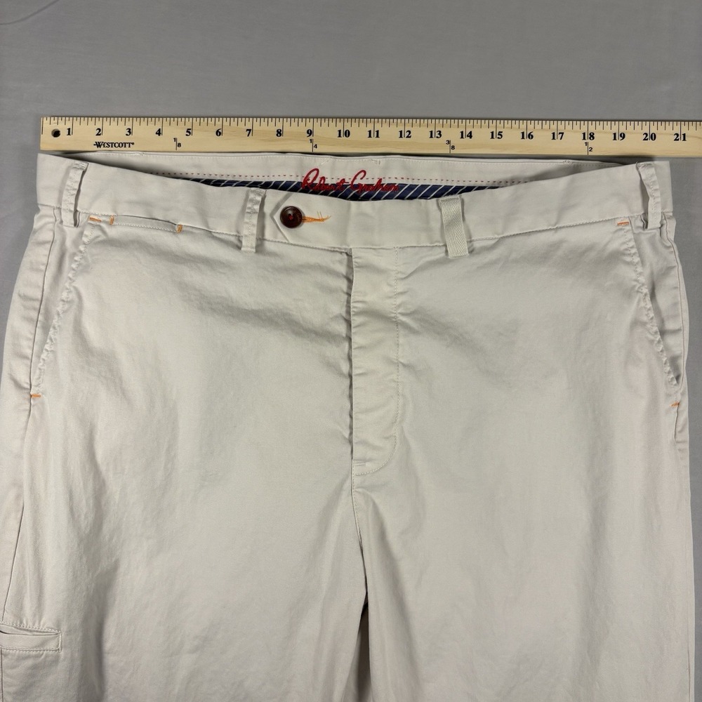 Robert Graham Kipling Mens 40x34 Ivory Pima Cotton Stretch Tailored Chino Pants - Picture 10 of 16